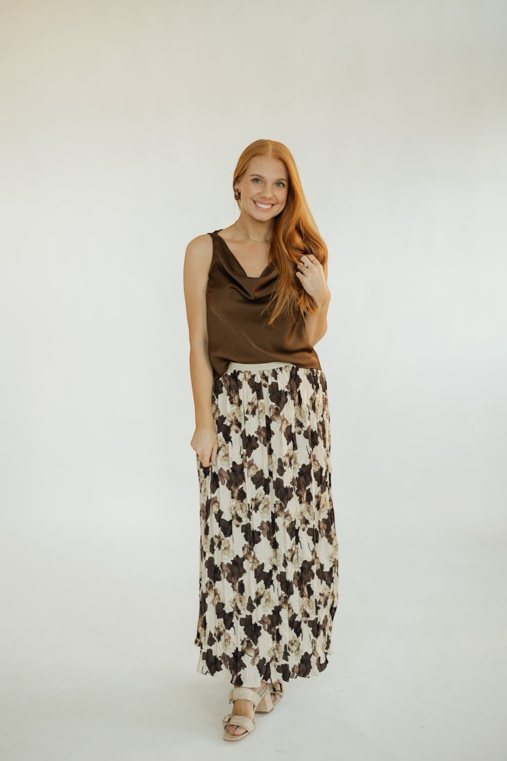 Farrah Floral Print Pleated Skirt