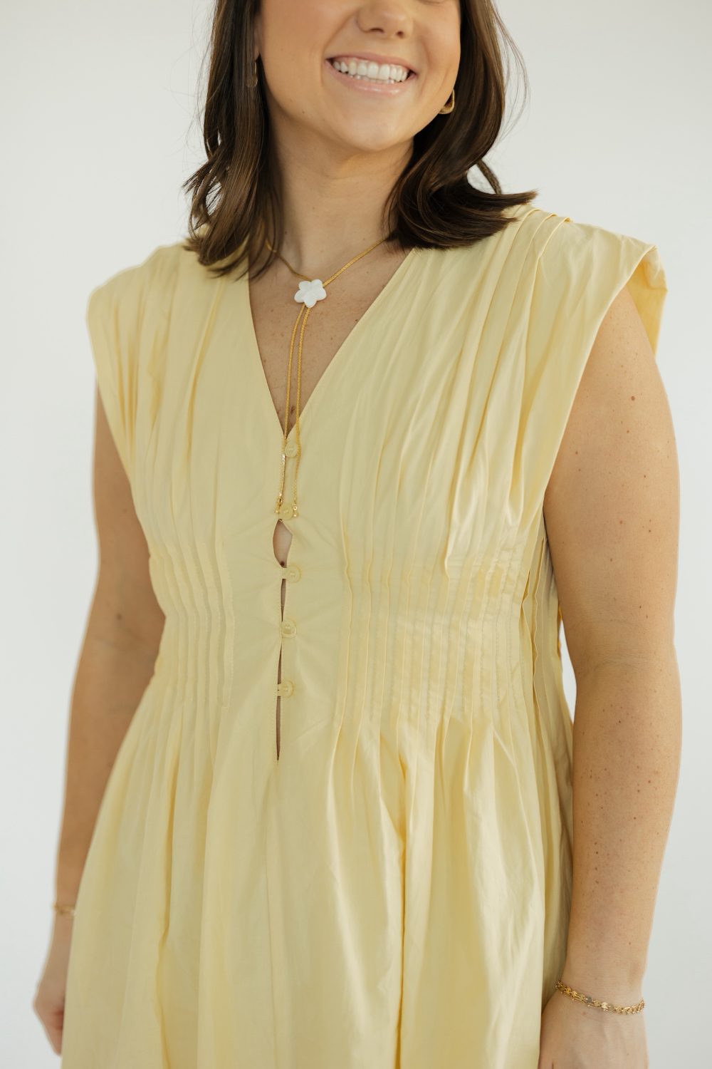 The Aleska Butter Yellow Midi Dress