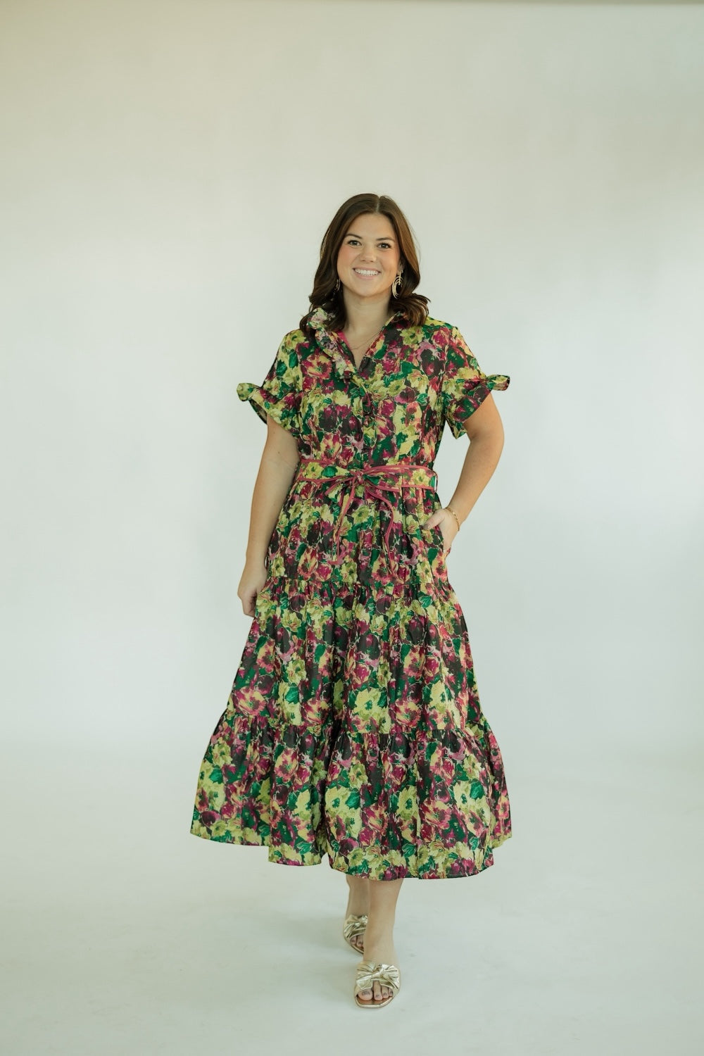 Lena Floral Jacquard Maxi Dress