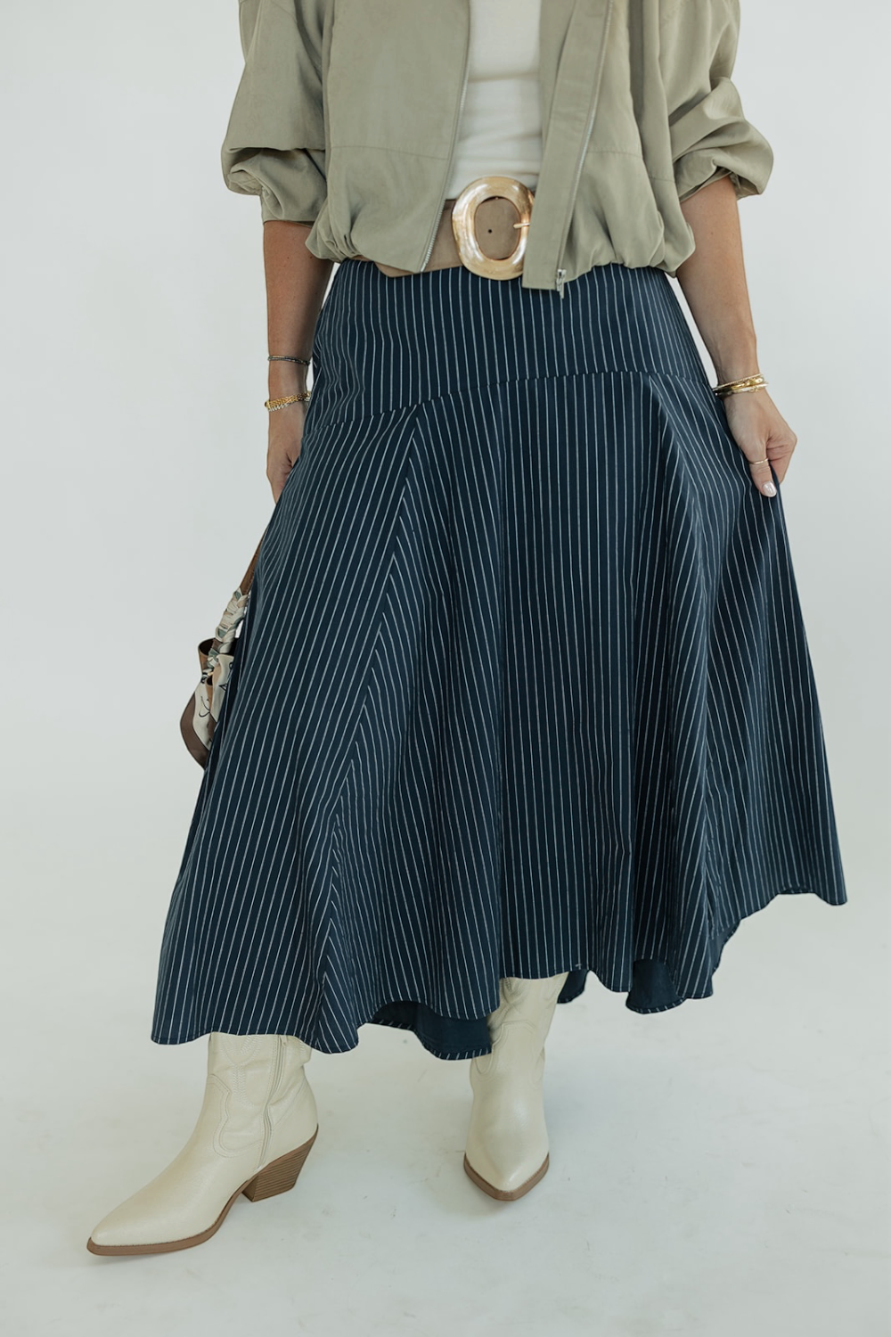 Miriam Navy Stripe Maxi Skirt