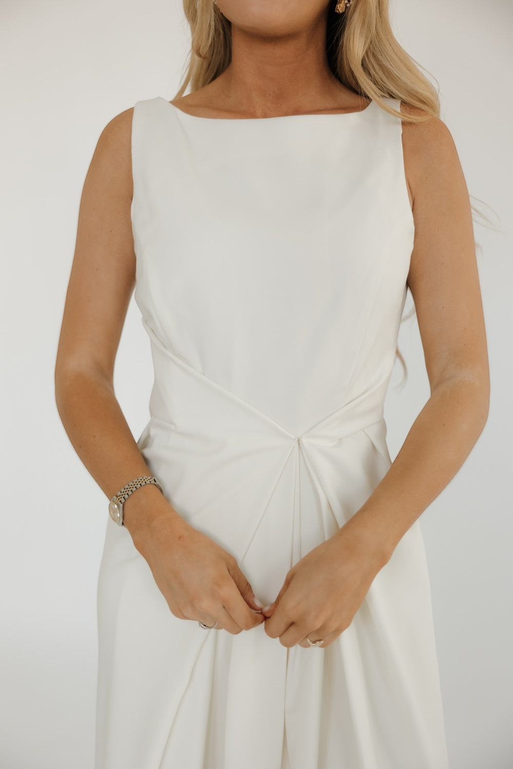Addie Ivory Assymetrical Midi Dress