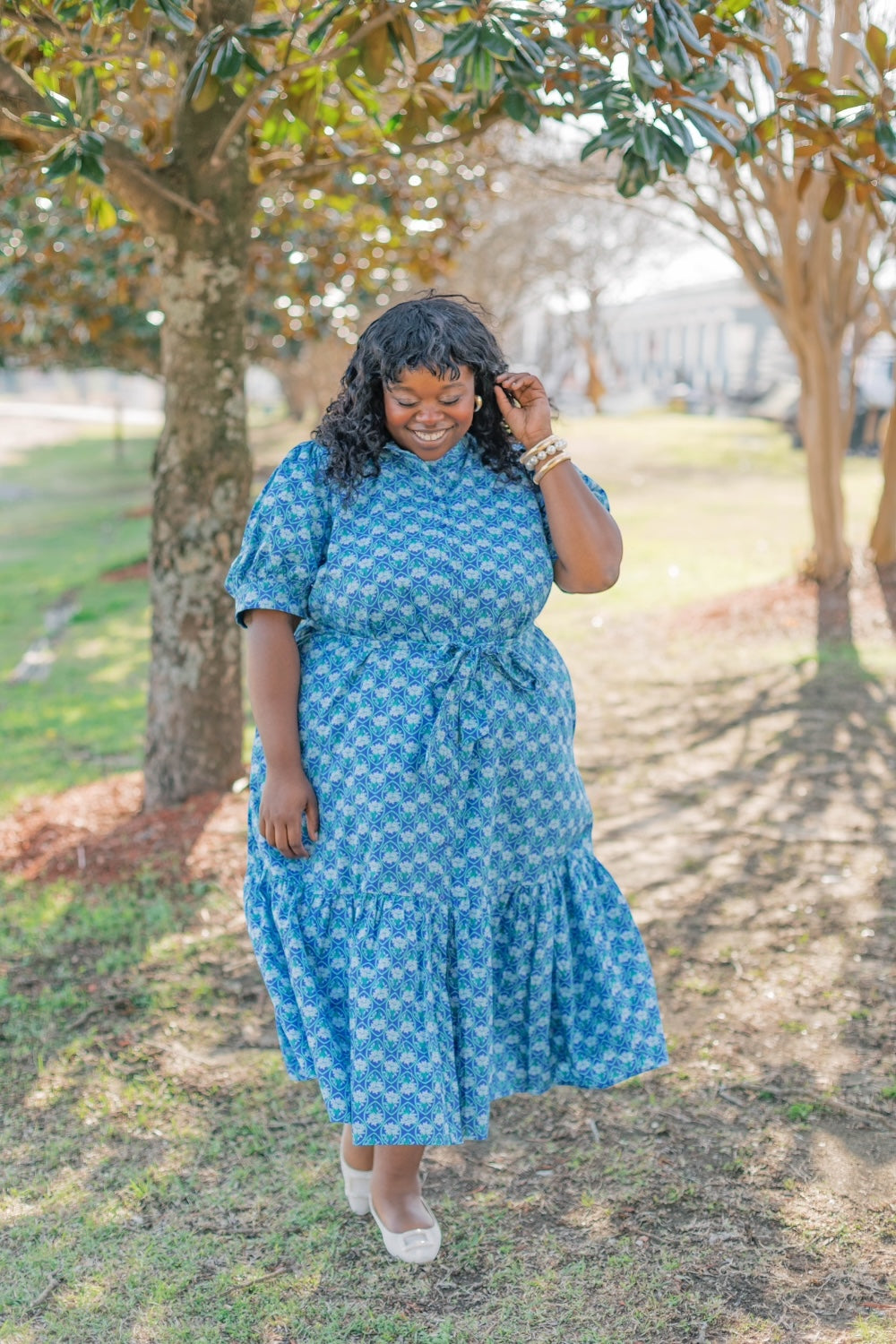 Driftwood Floral Button Down Midi Dress (XS-3XL)