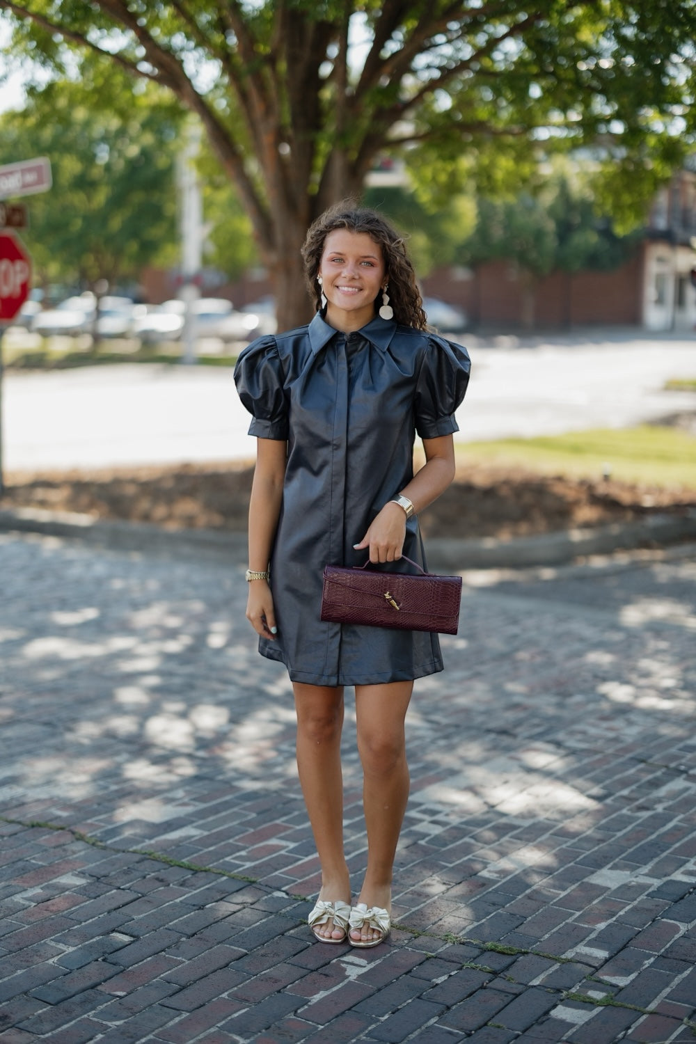 Lauren Navy Leather Mini Dress