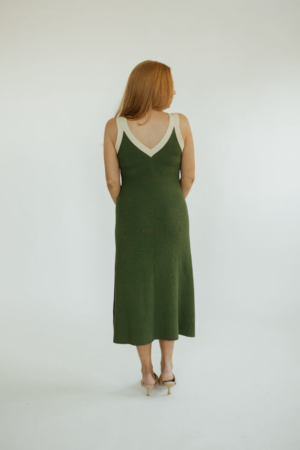 Analise Colorblock Olive Midi Dress