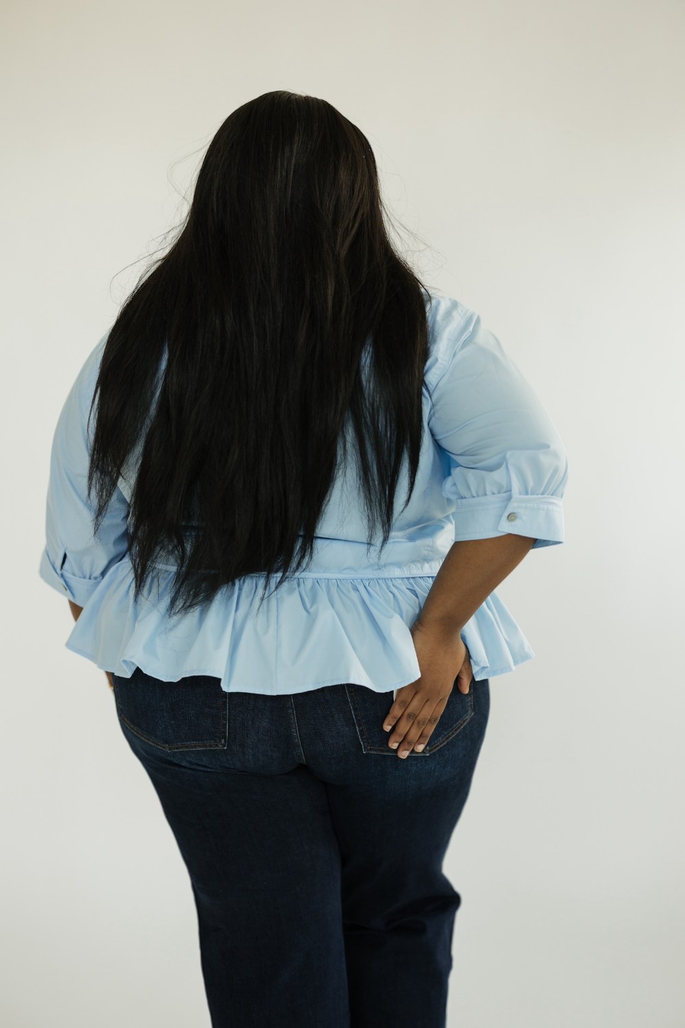 Lana Light Blue Ruffle Hem Top (S-2XL)