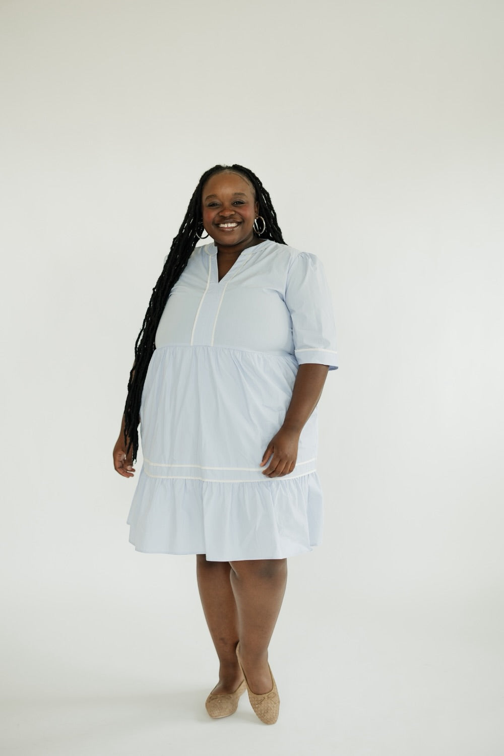 Karstin Short Sleeve Tiered Mini Dress – Studio 3:19 Karstin Short Sleeve Tiered Mini Dress – Studio 3:19