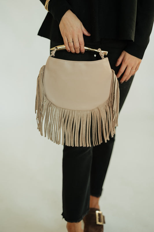 Beige Fringed Bag
