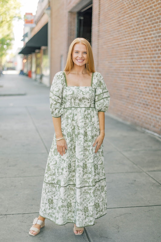 Margaret Olive Midi Dress (S-3XL)