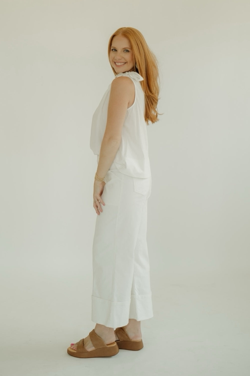 White Tie Neck Blouse