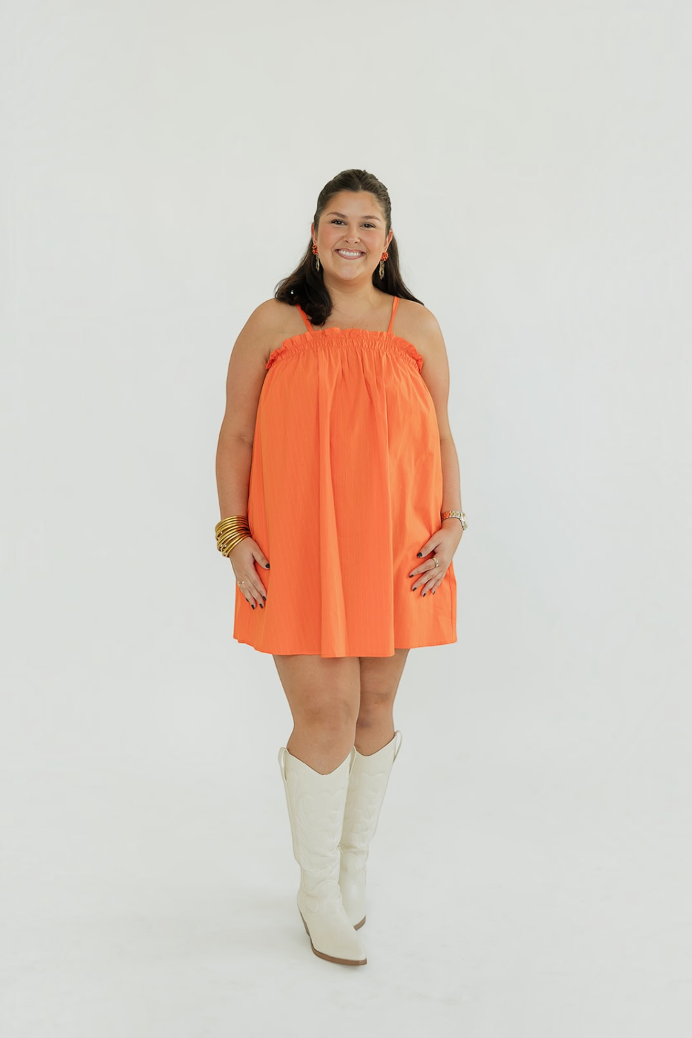 Blaire Orange Pinstripe Mini Dress (S-3XL)
