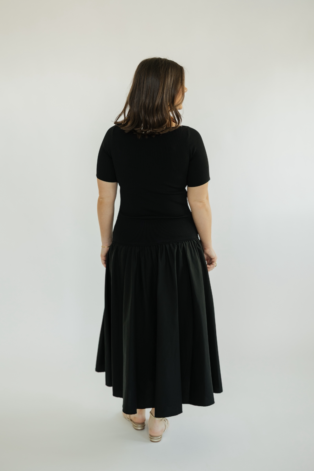 Delilah Black Mixed Media Dress