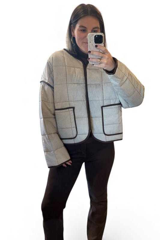 Chocolate Gingham Quilted Jacket