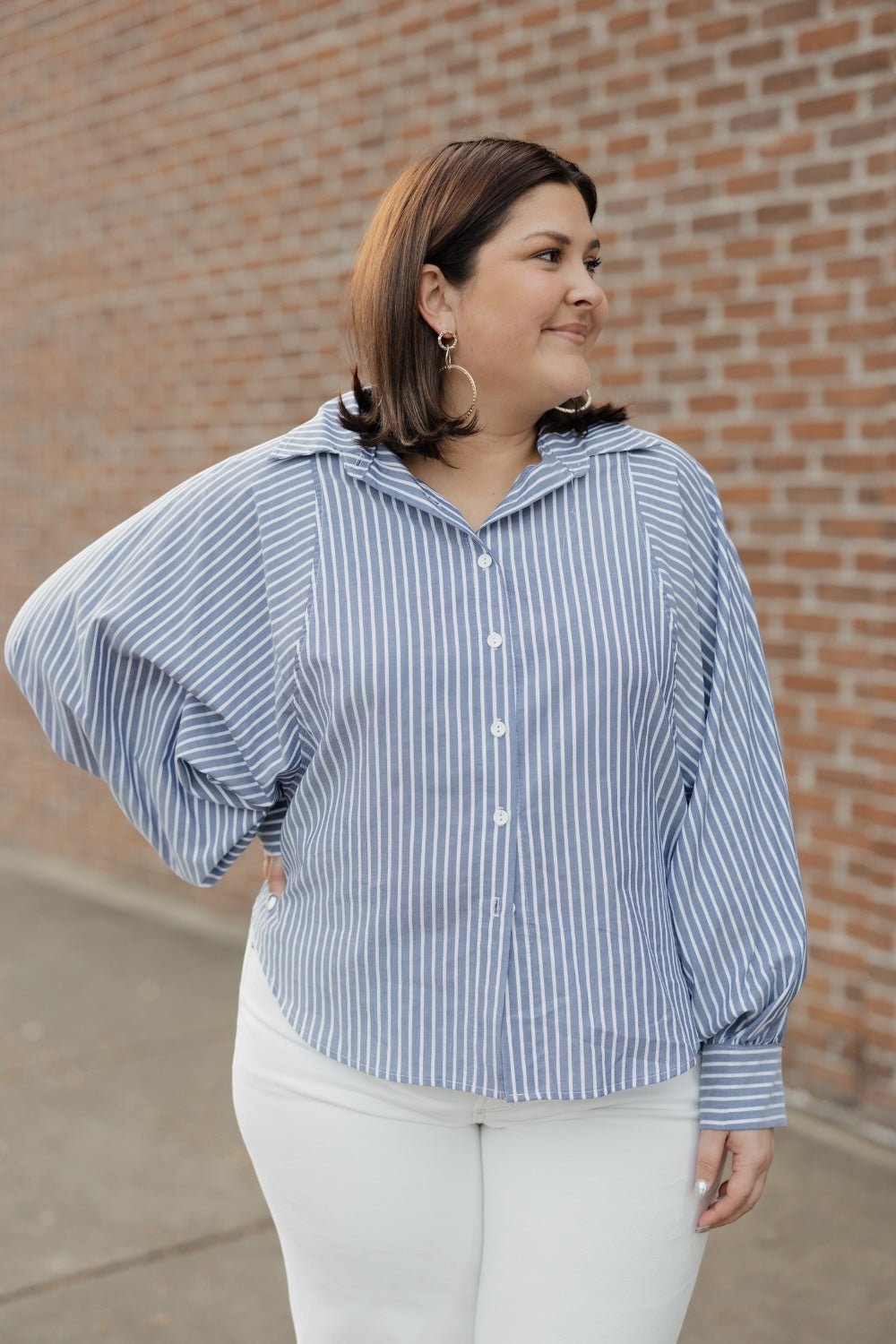 Brooks Navy Pinstripe Button Up (S-3XL)