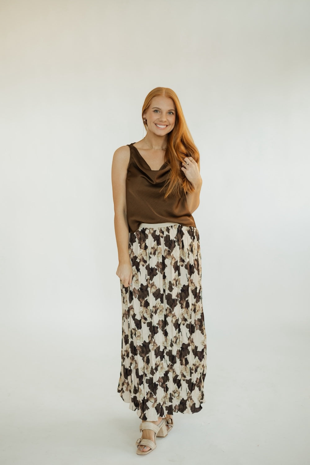 Farrah Floral Print Pleated Skirt