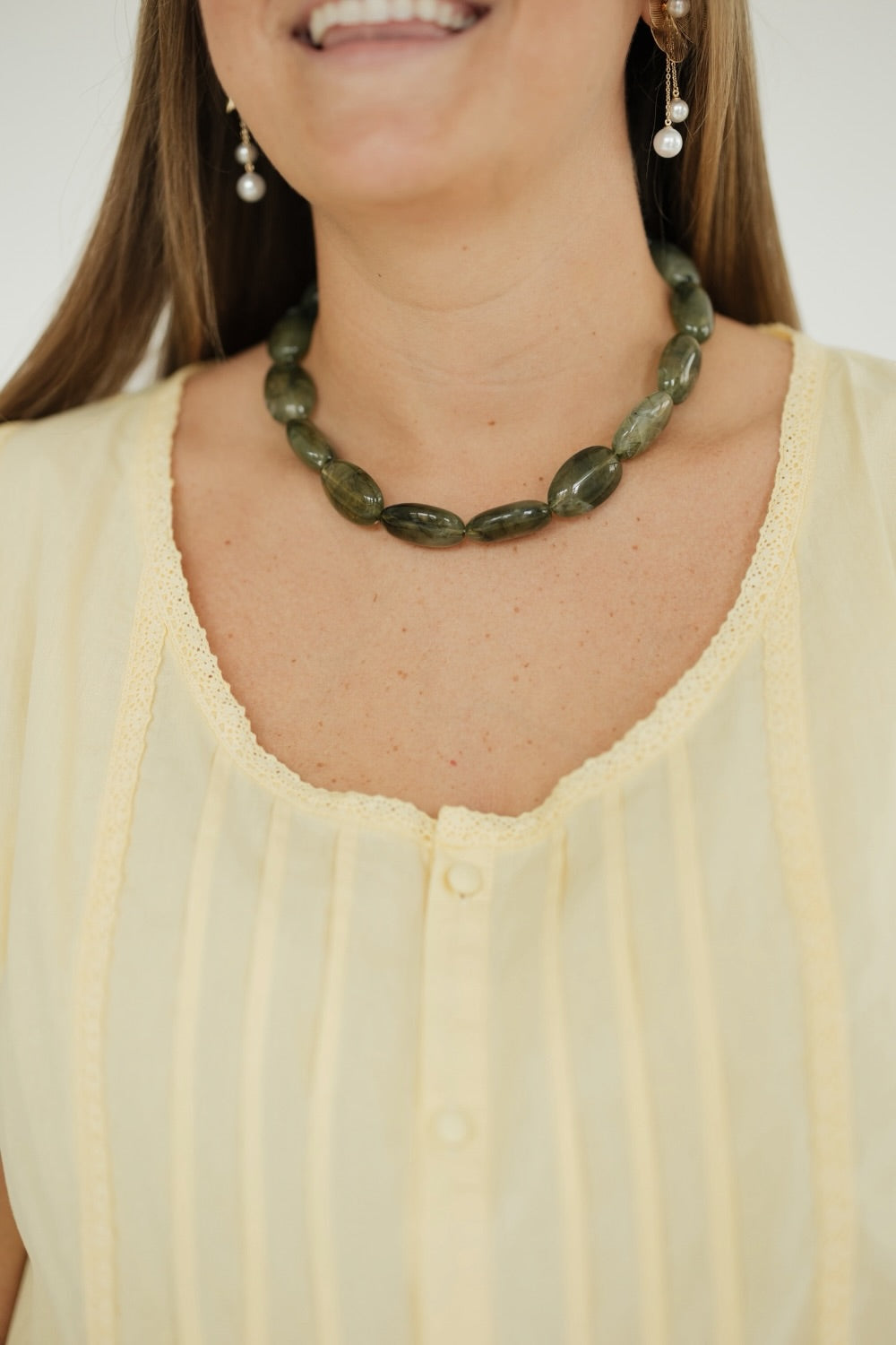 Olive Acrylic Oval Shape Necklace