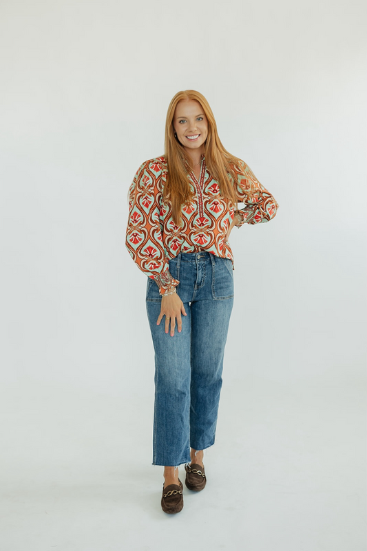Ashley Geo Mint Blouse (XS-XL)