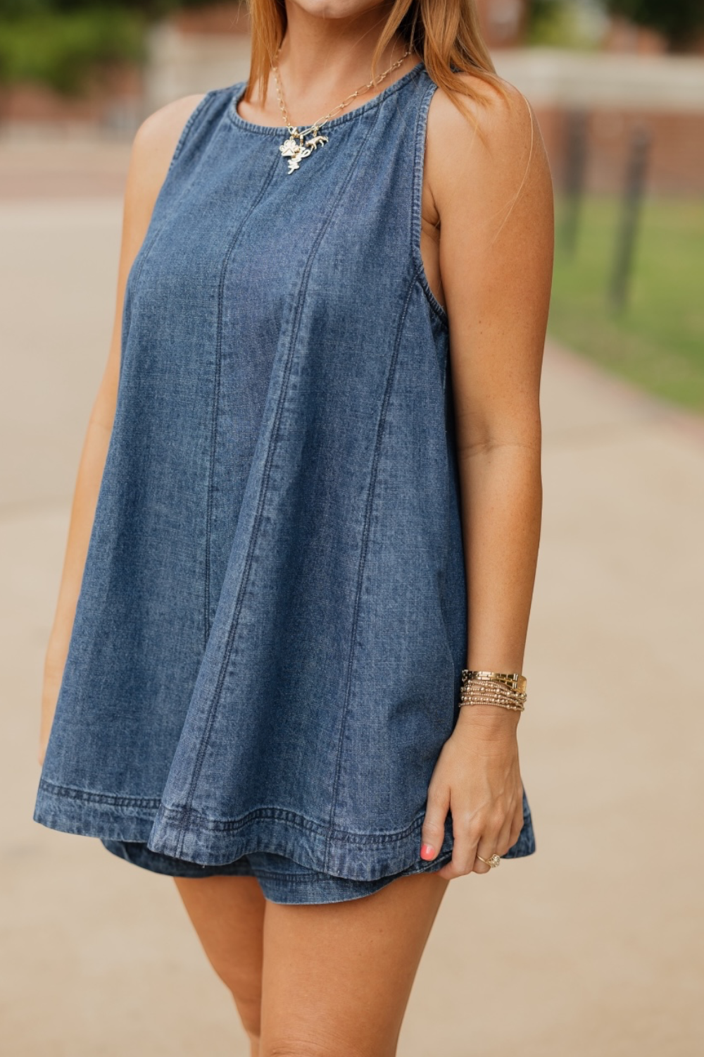 Scottie Washed Denim Top & Short Set