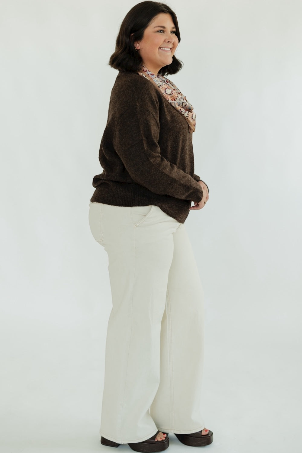 Chocolate Brown Crew Neck Sweater