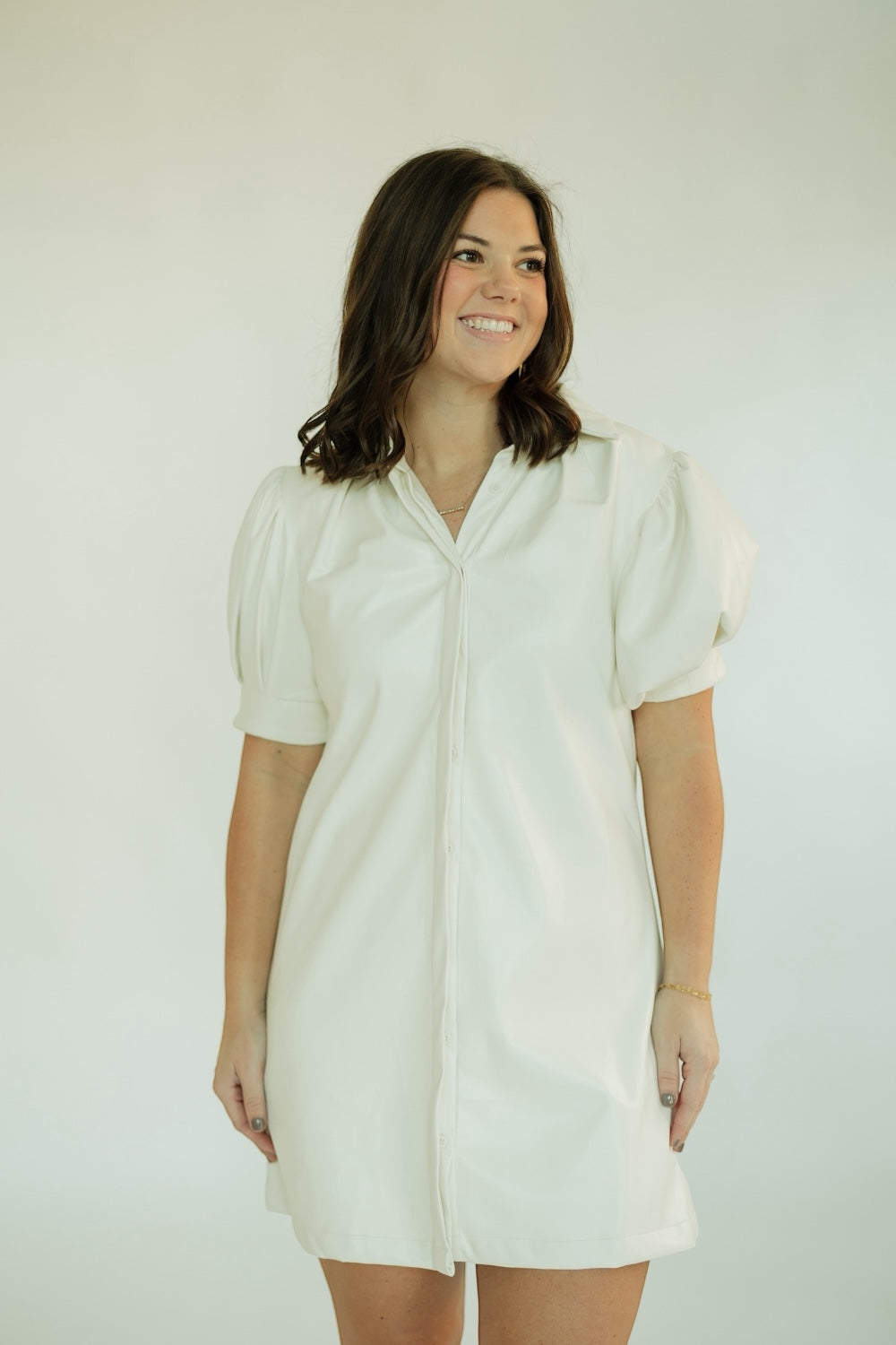 Vivienne White Leather Mini Dress