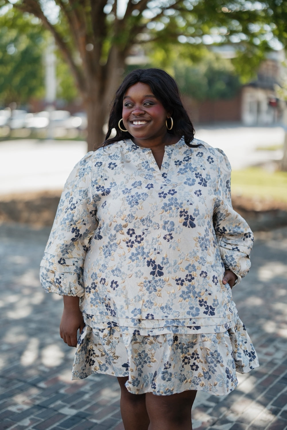Megan Blue Multi Floral Dress (S-3XL)