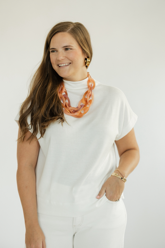 The Noelle Off White Mock Neck Top (S-2XL)