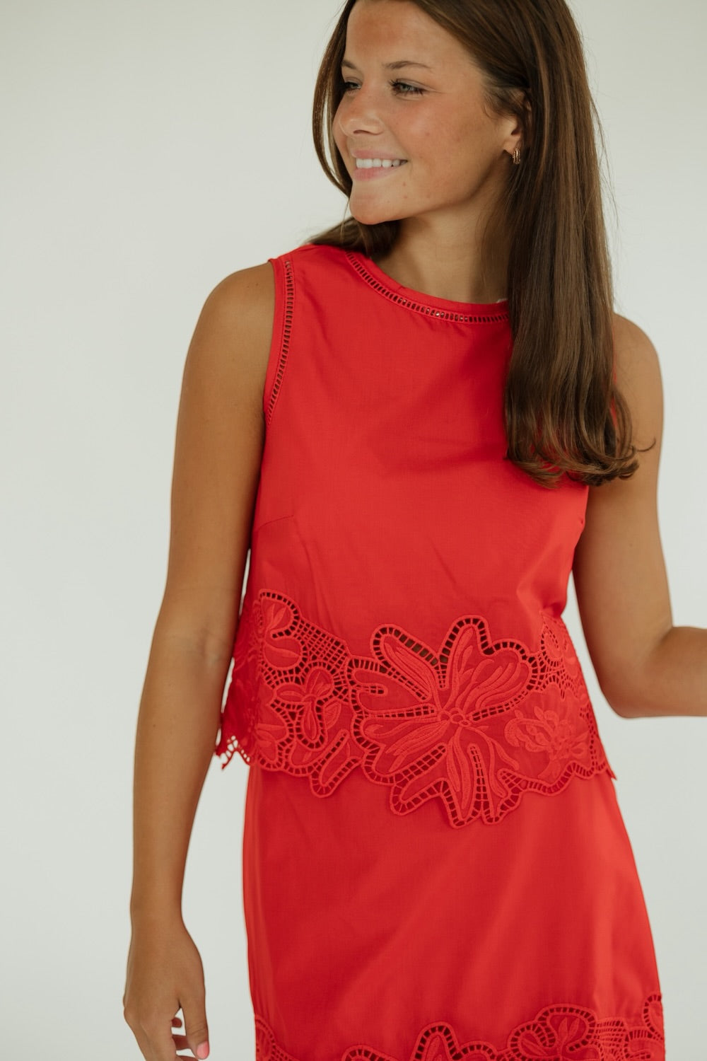 Kayla Red Eyelet Top