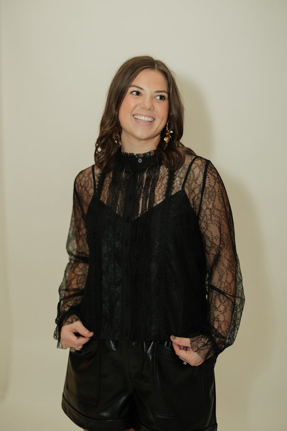 Lizette Black Lace Top