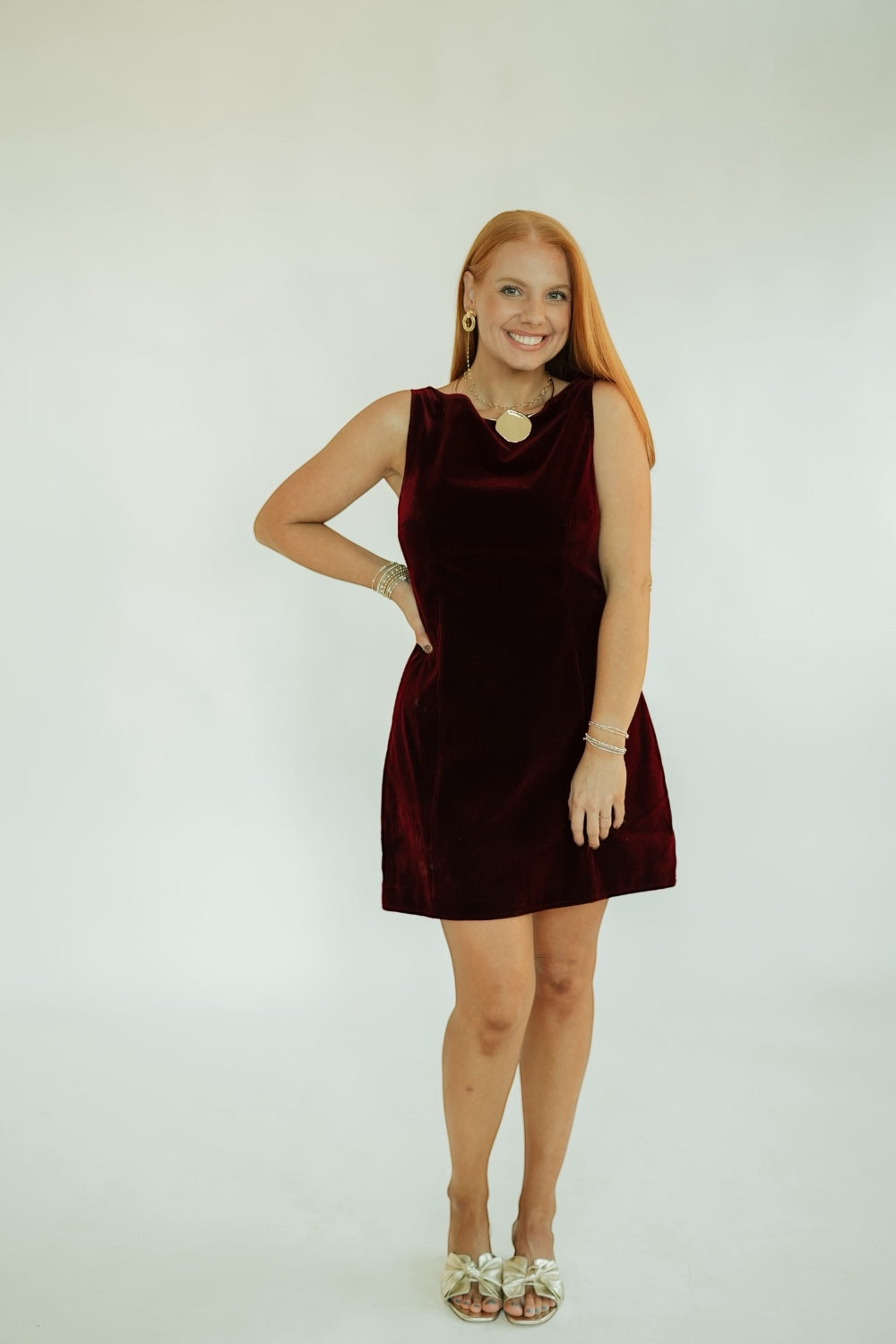 Carmine Burgundy Velvet Dress