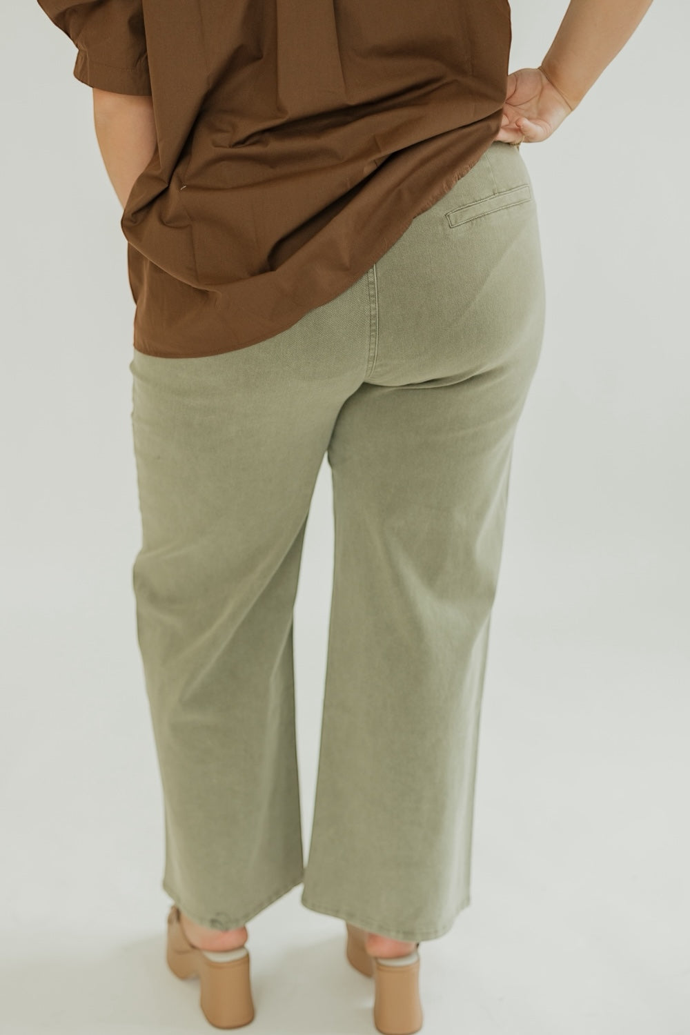 Olive Double Pocket Wide Leg Jeans (S-2XL)