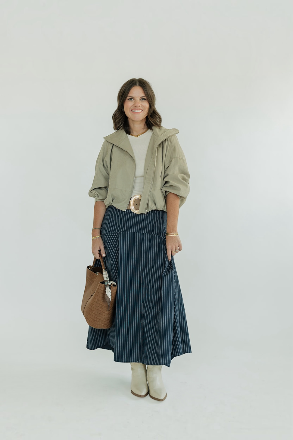 Miriam Navy Stripe Maxi Skirt