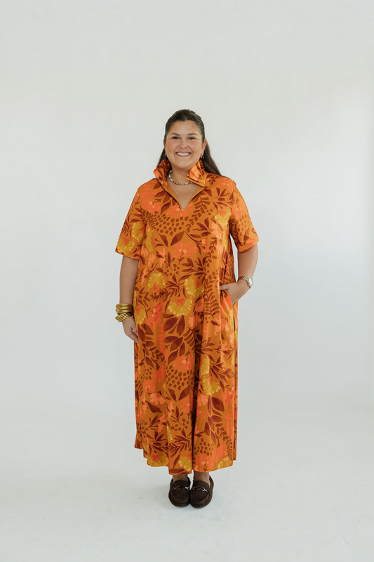Audrey Sienna Meadows Ruffle Collar Midi Dress (S-3XL)