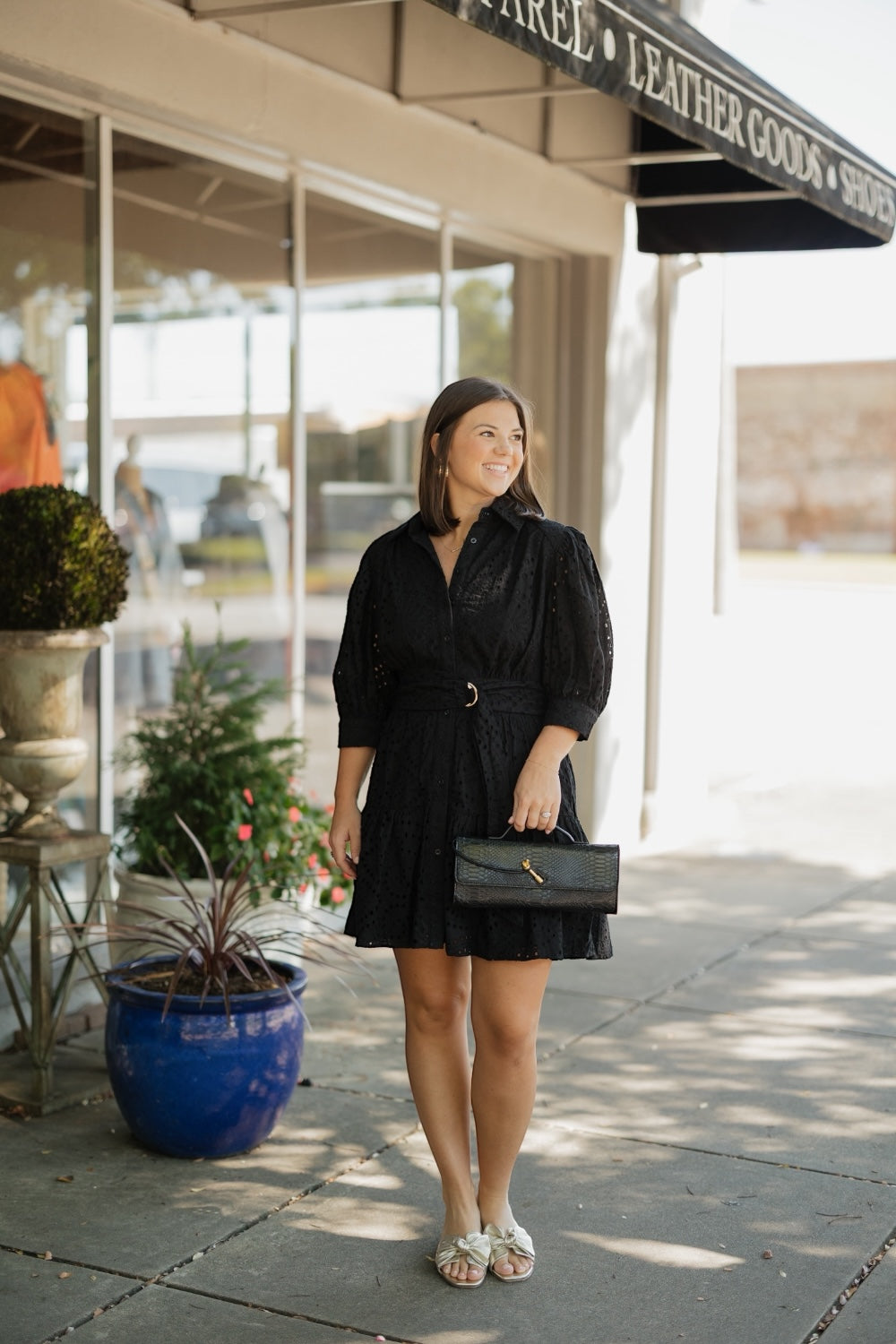 Yara Black Eyelet Mini Dress