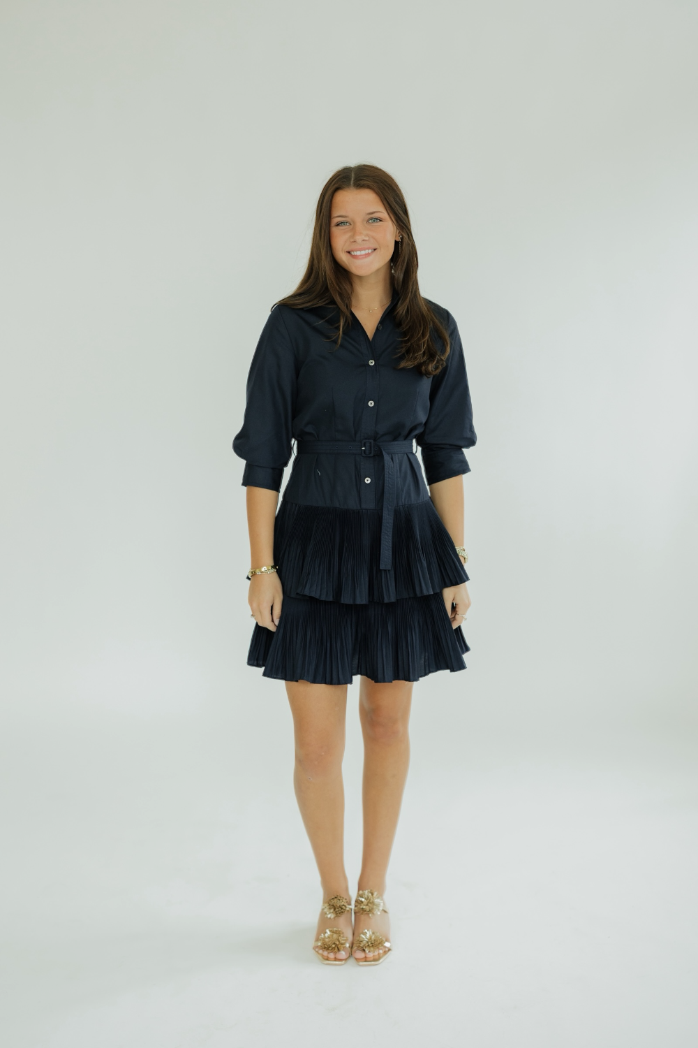 Gracie Navy Tiered Mini Dress