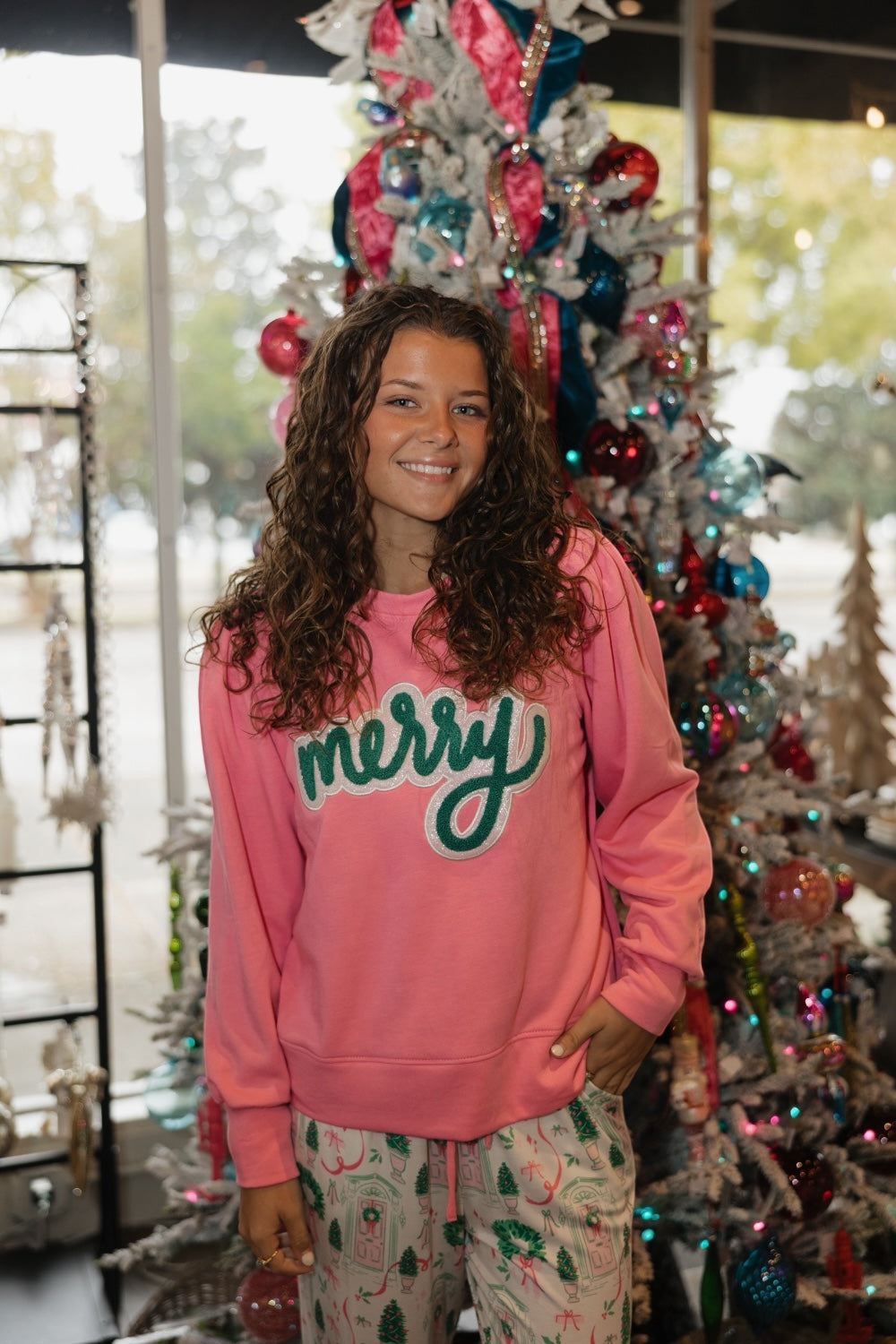 "Merry" Pink Kelly Sweatshirt (XS-2XL)