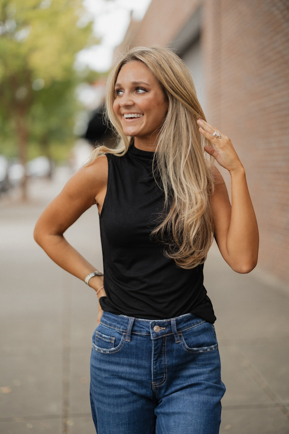 Black Mock Neck Tank