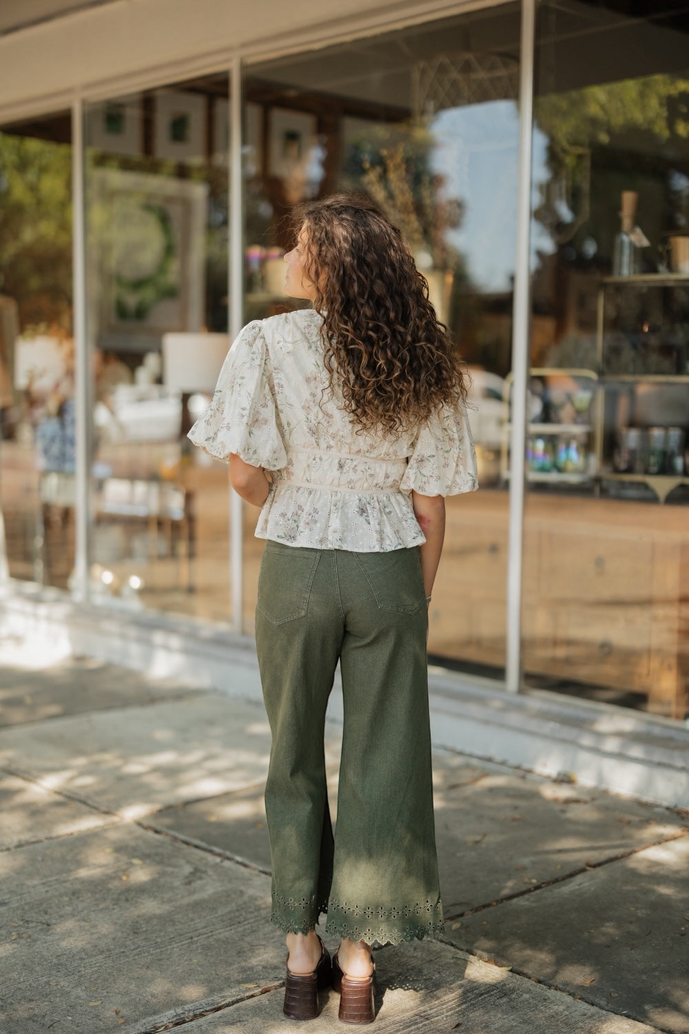 Jackie Ivory Embroidered Eyelet Peplum Top