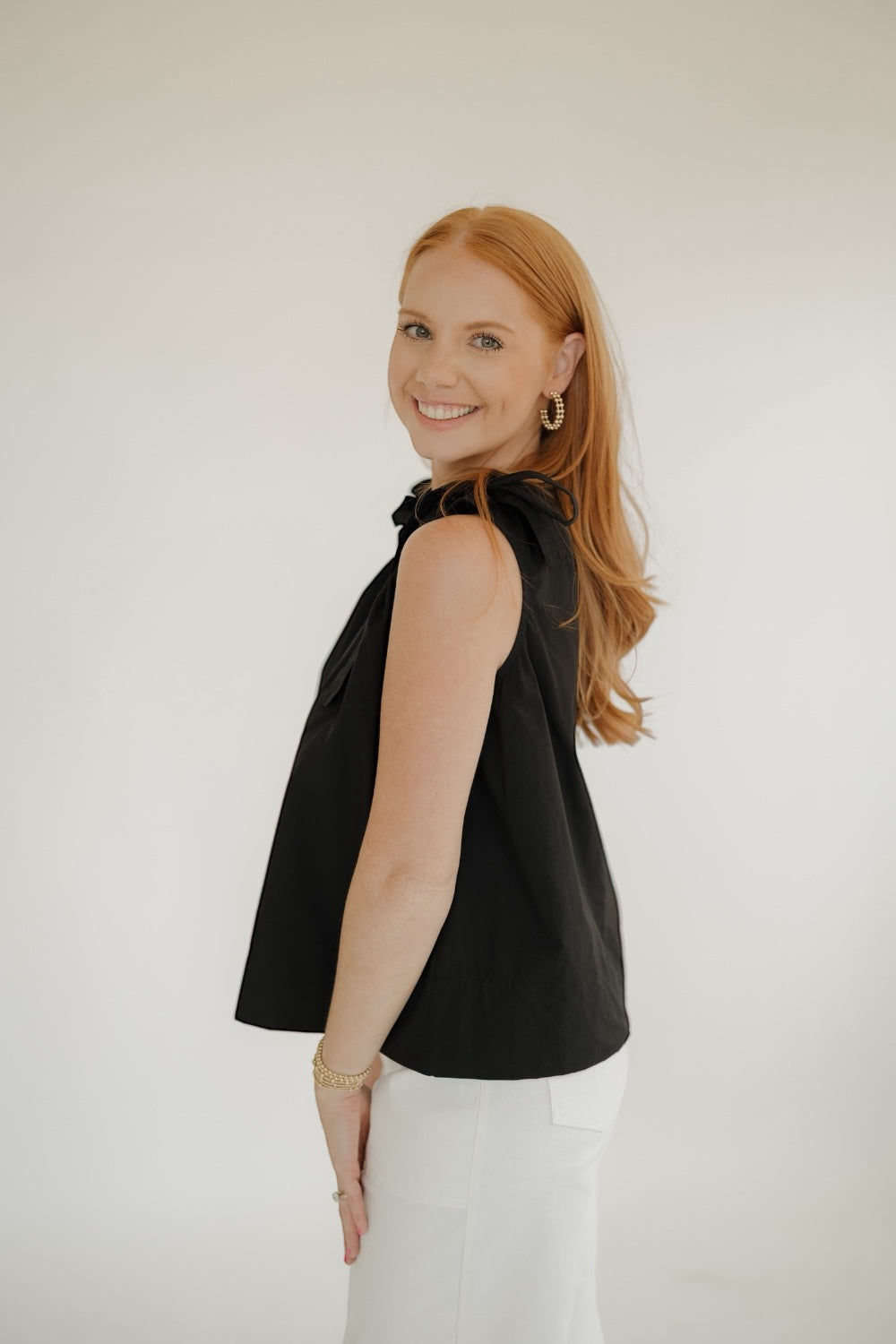 Black Tie Neck Blouse