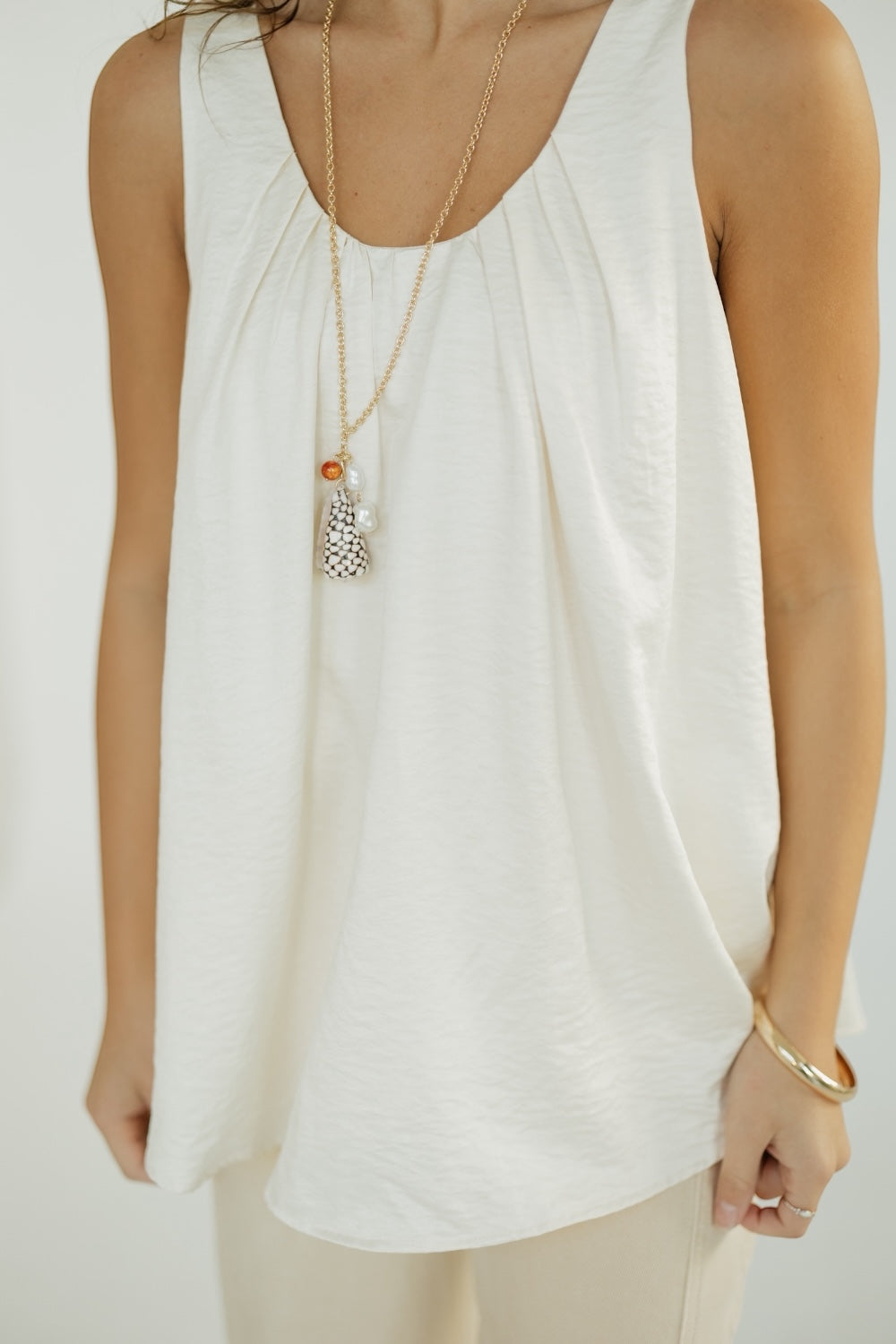 Sadie Cream Satin Babydoll Top