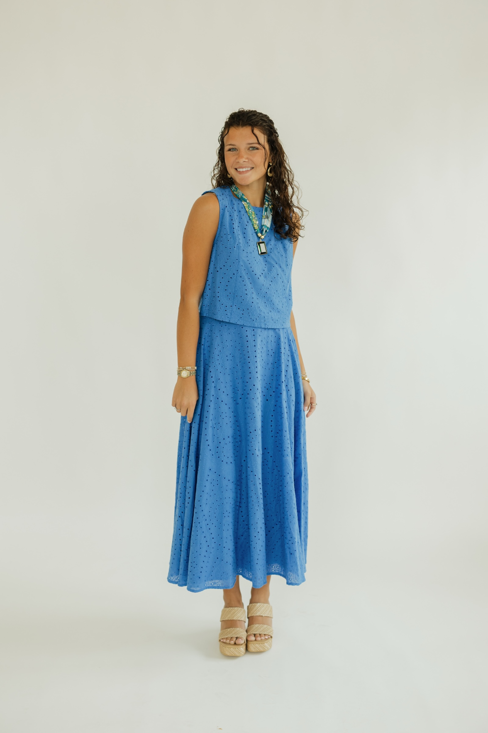 Violet Blue Eyelet Tank Top