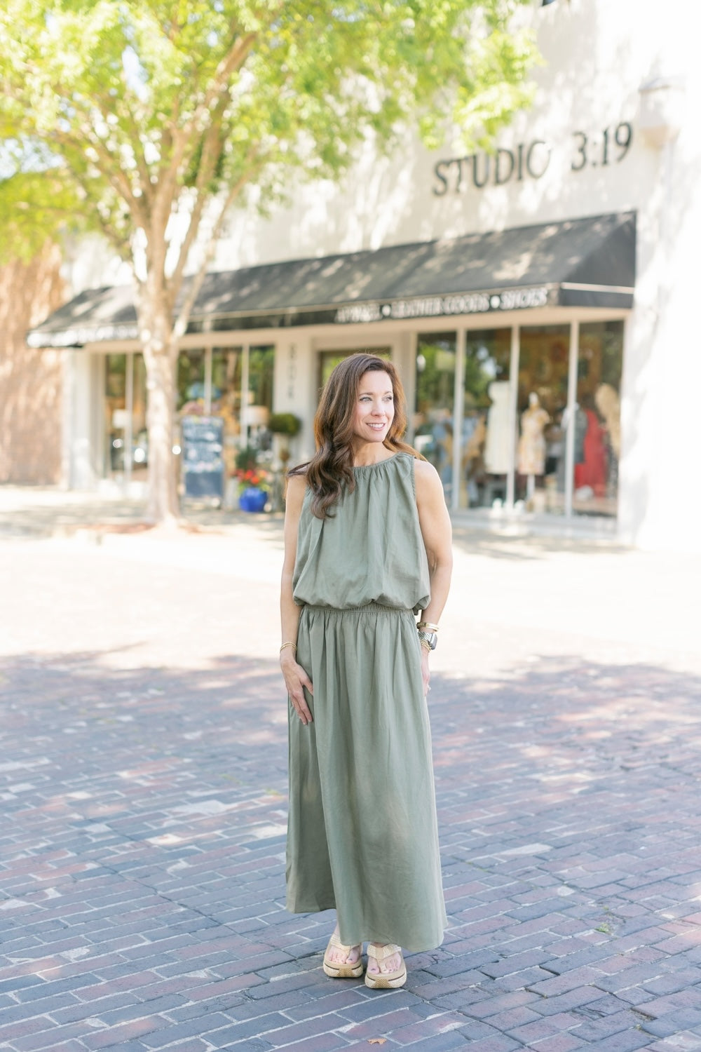 Reid Sage Side Slit Maxi Skirt
