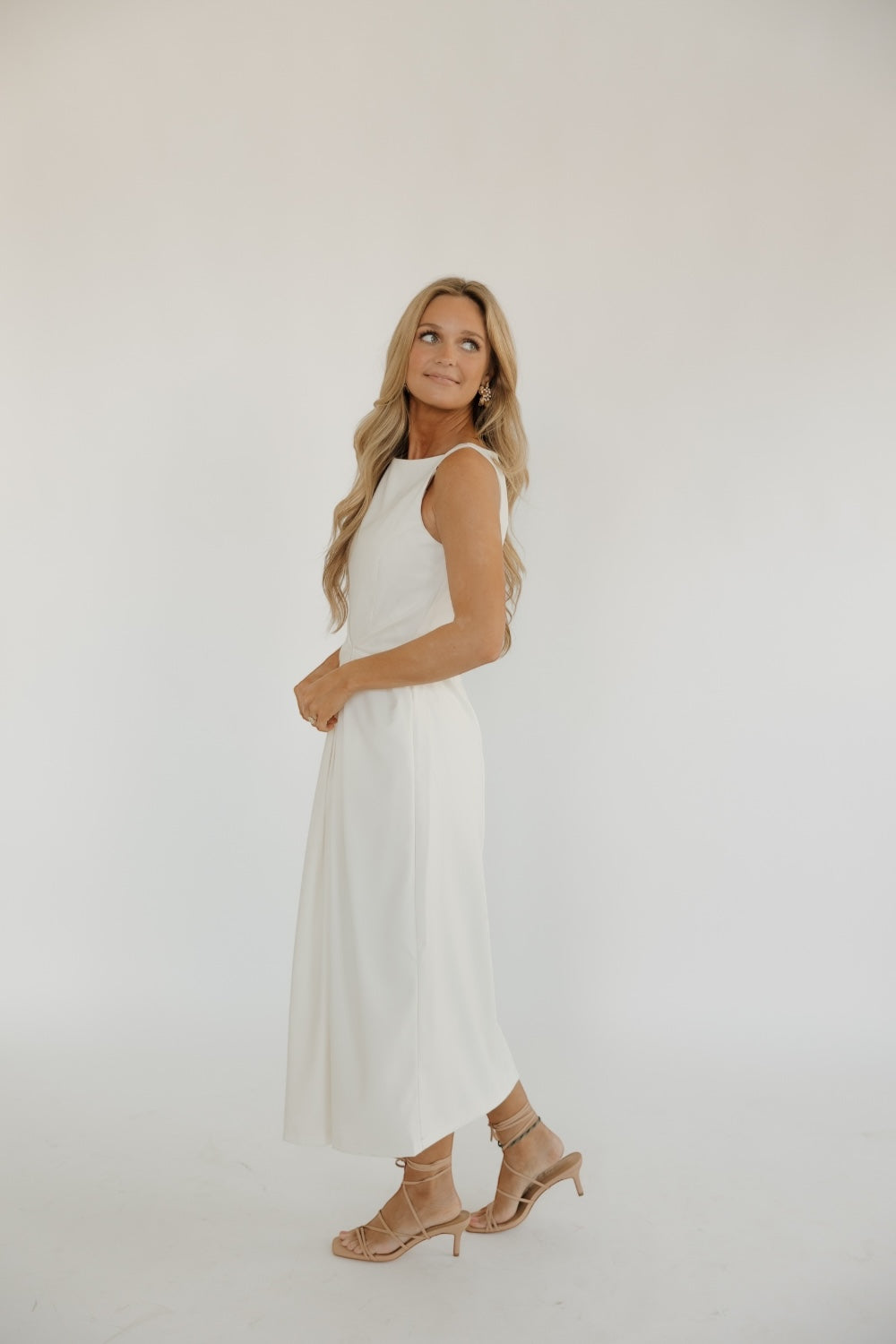 Addie Ivory Assymetrical Midi Dress