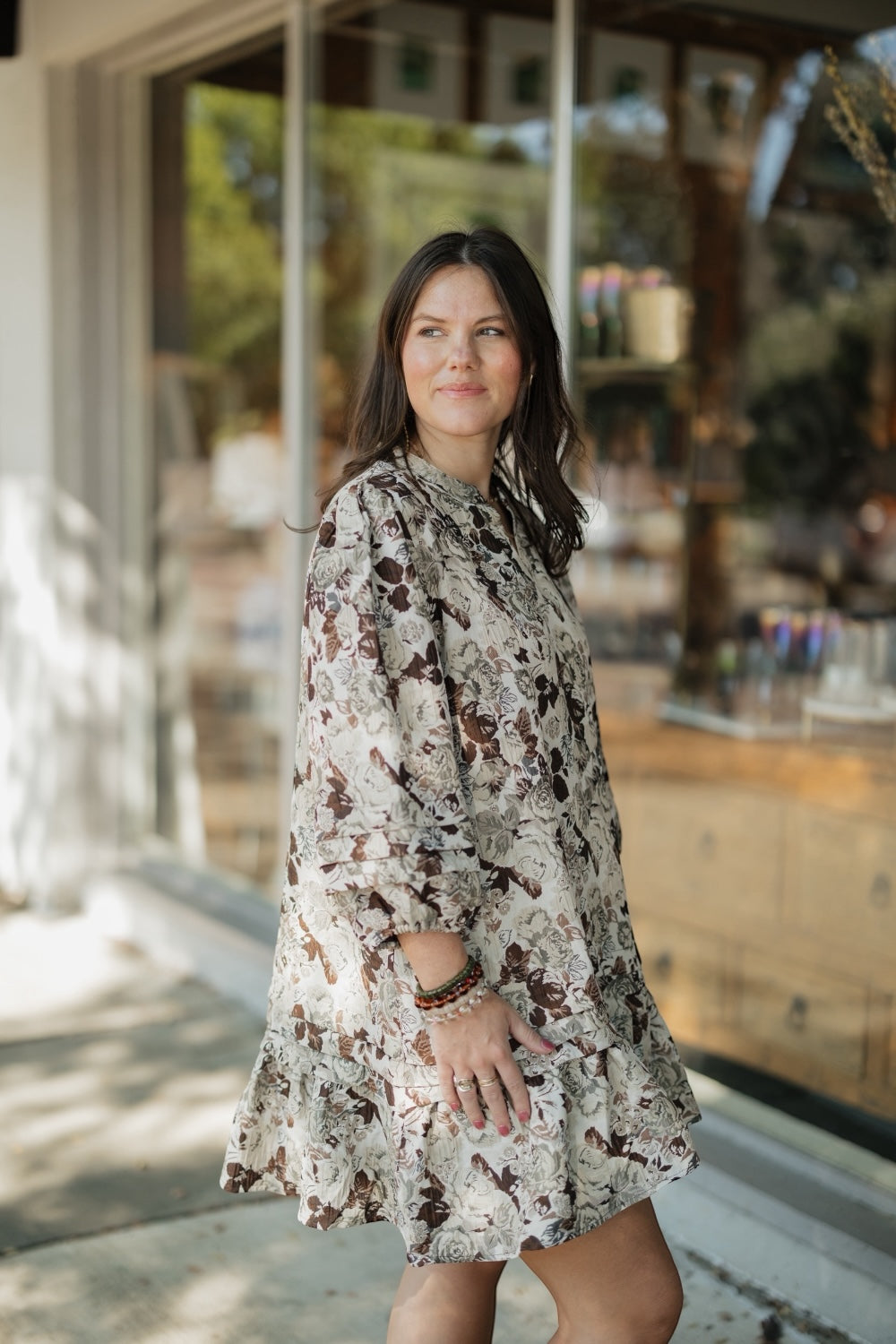 Dana Brown Multi Floral Dress (S-3XL)