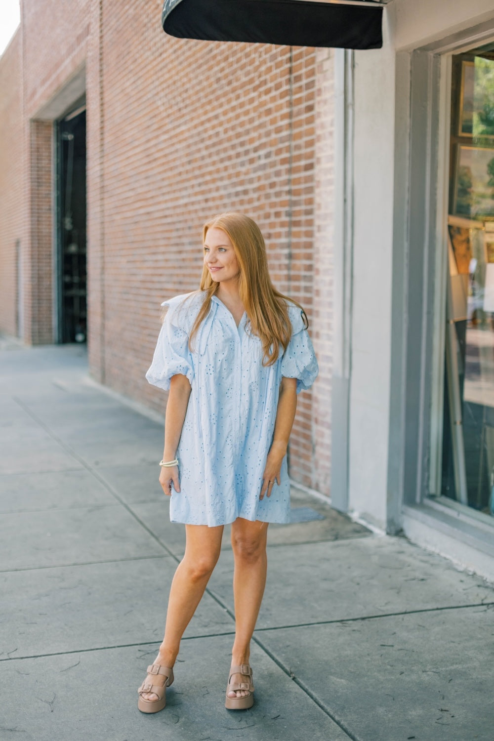 Brayden Eyelet Scallop Collar Dress