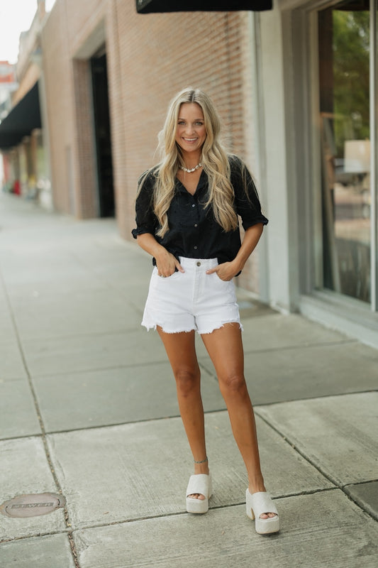 Ella Black Eyelet Summer Cotton Top