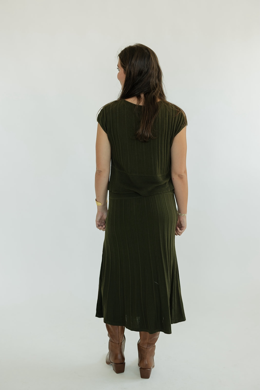 Sarah Olive Flowy Midi Dress (XS-XL)
