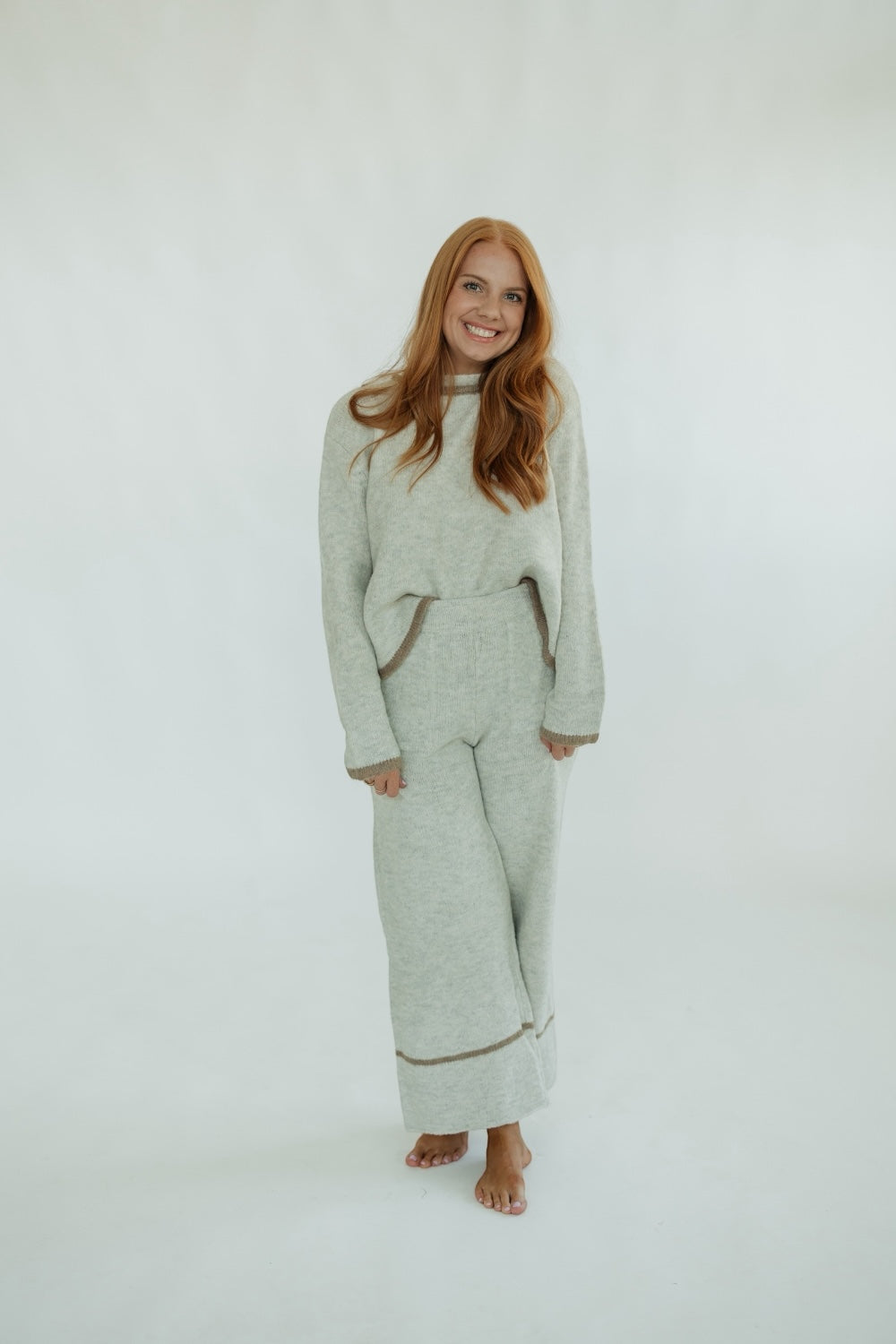 Grey/Brown Contrast Knitted Pants