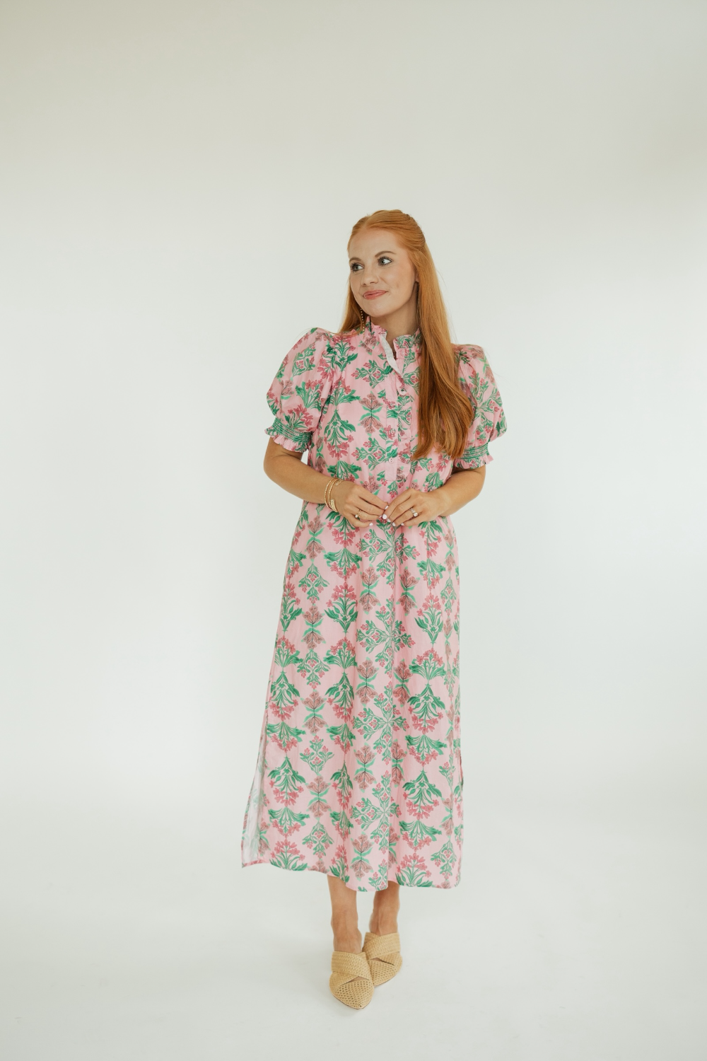 Maddie Midi Pink Floral Dress