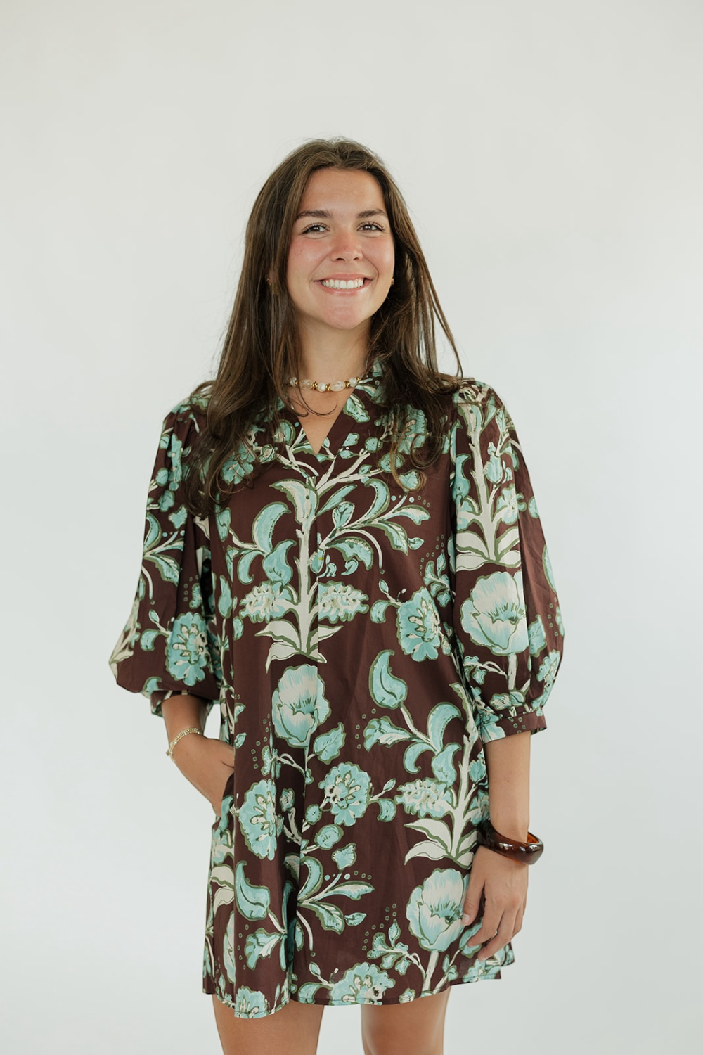 Fran Chocolate Floral Mini Dress