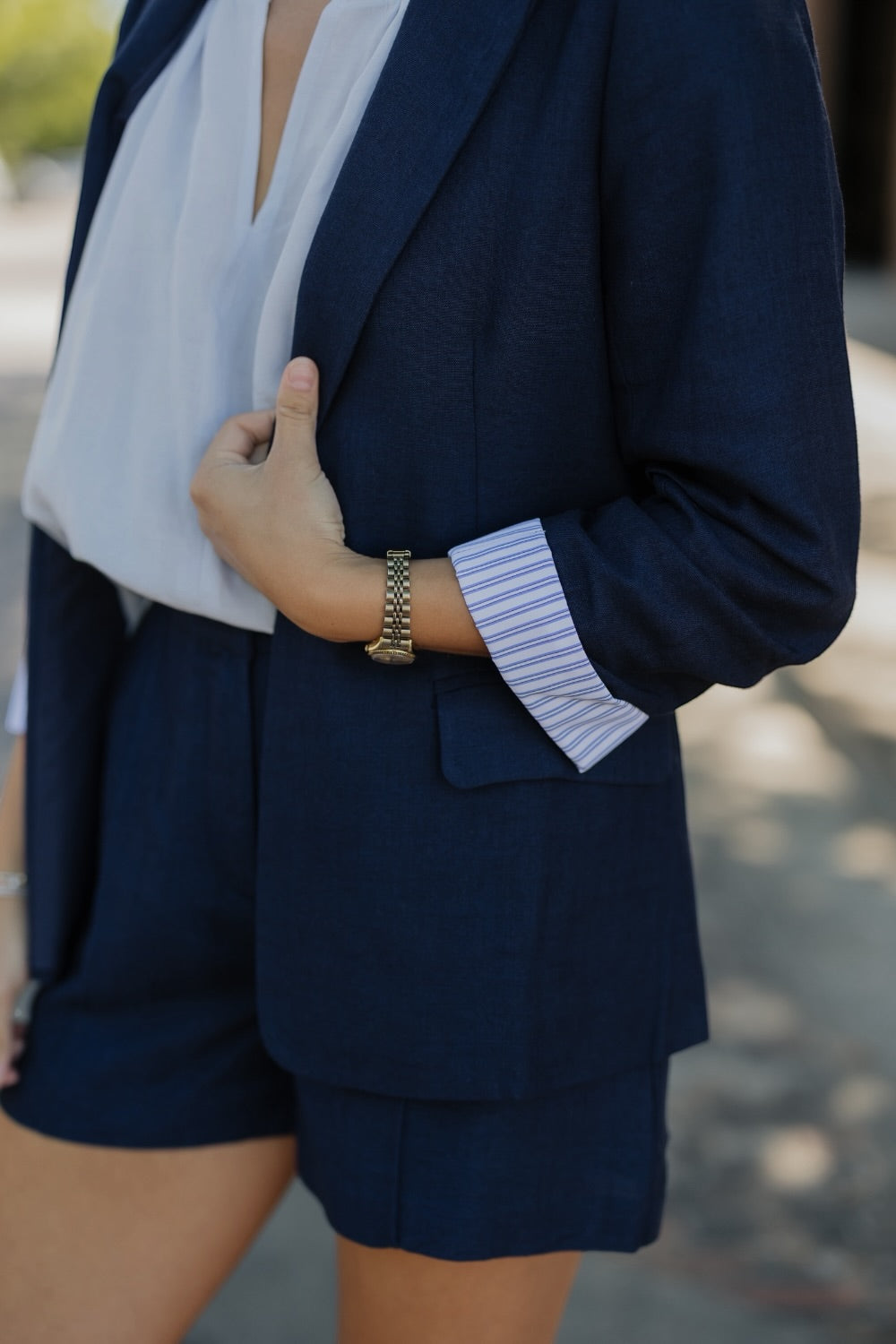 Mindy Navy Linen Blazer (XS-XL)