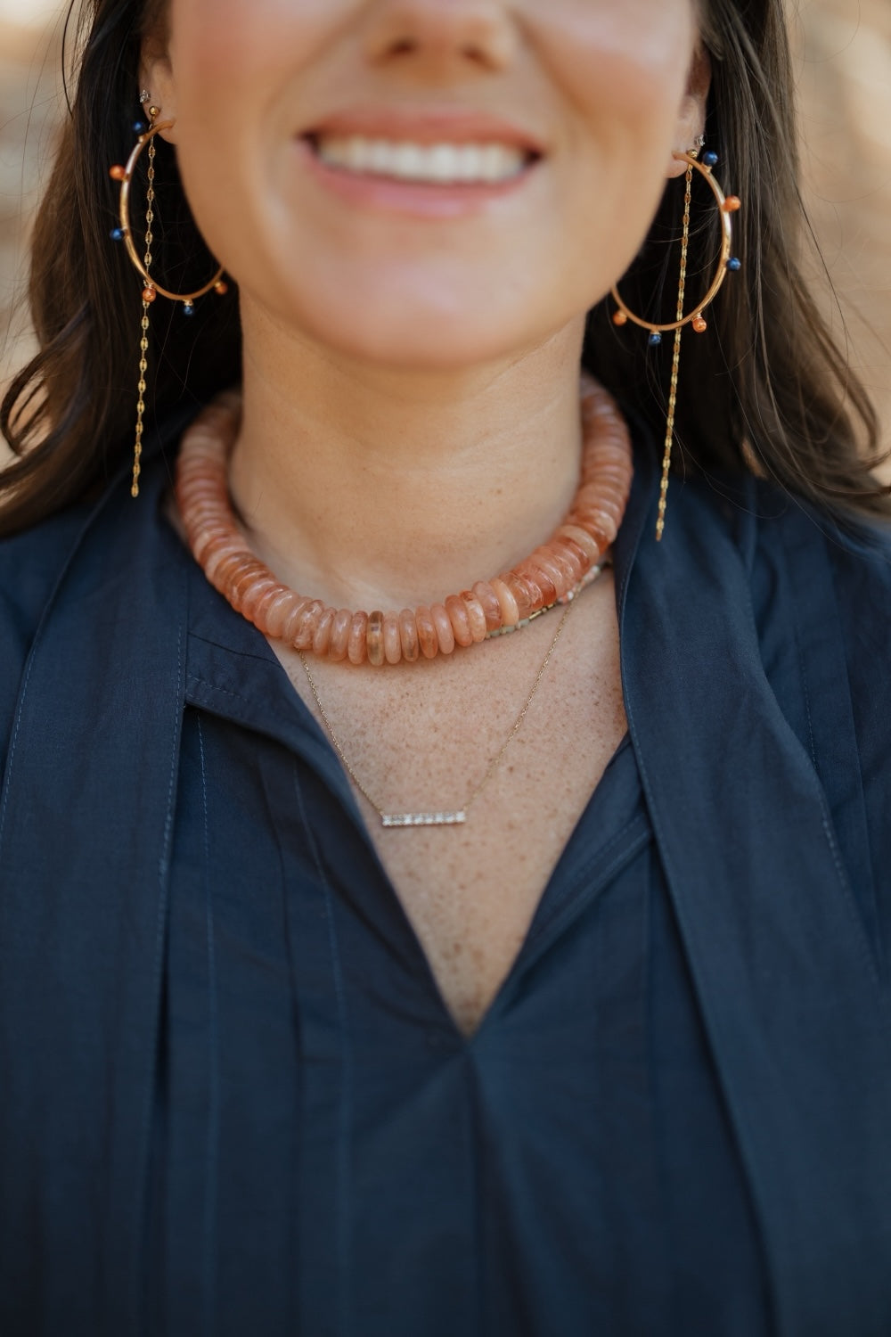 Light Brown Disk Bead Necklace